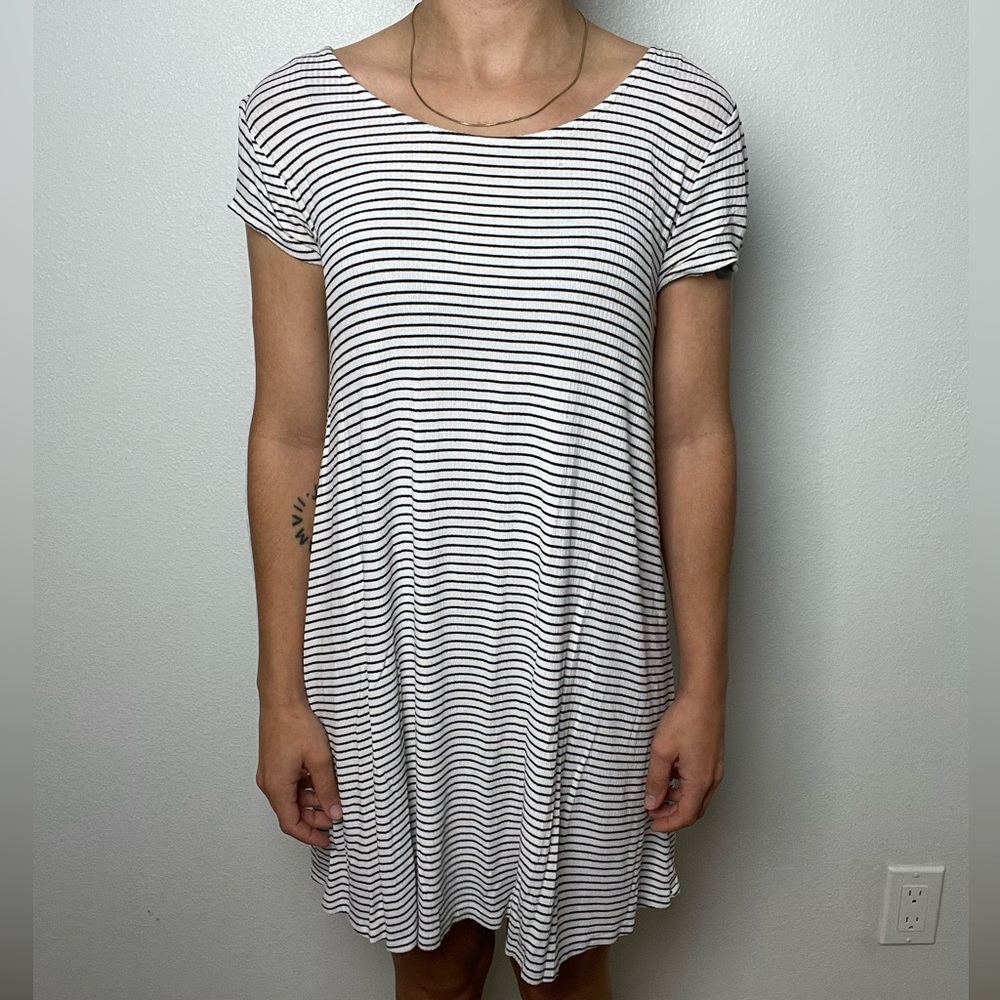 XS Tshirt Dress Black and White Stripe